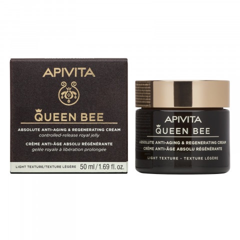 Регенериращ дневен крем за лице против стареене, лека текстура, 50 мл. Apivita Queen Bee