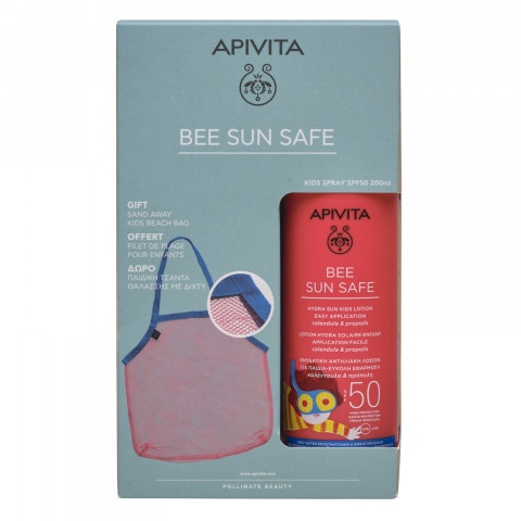 Снимка на Слънцезащитен спрей за деца, 200 мл. + ПОДАРЪК Детска плажна чанта, Apivita Bee Sun Safe SPF50 за 39.19лв. от Аптека Медея