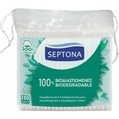 Снимка на Septona Eco Life Organic Cotton биоразградими клечки за уши х 100 броя за 1.49лв. от Аптека Медея