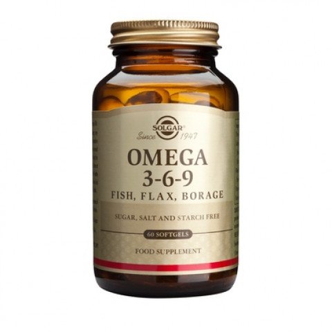 Снимка на Омега 3-6-9, (рибено, ленено масло и лечебна краставица), 60 капсули, Solgar за 75.99лв. от Аптека Медея