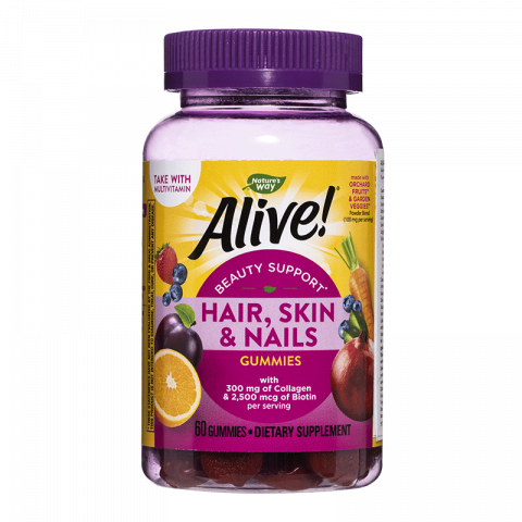 Снимка на Alive! Мултивитамини за коса, кожа и нокти 546мг х 60 желирани таблетки, Nature`s Way за 48.95лв. от Аптека Медея