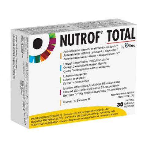 Снимка на Nutrof Total (Нутроф Тотал) за отлично зрение, лутеин, витамини C, D, омега-3, цинк и др. , 30 капсули, Новартис за 28.99лв. от Аптека Медея