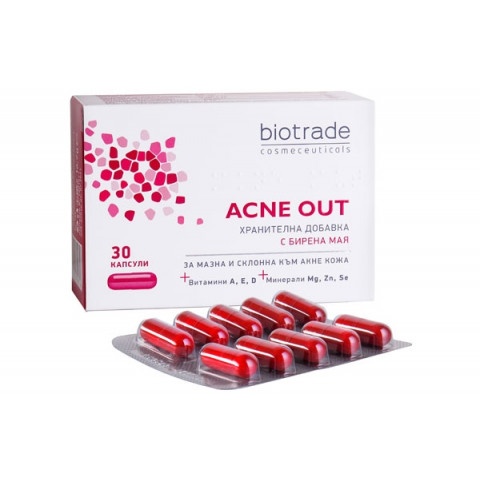 Снимка на Капсули за поддържане и грижа за кожа, склонна към акне, 30 броя, Biotrade Acne Out за 20.29лв. от Аптека Медея