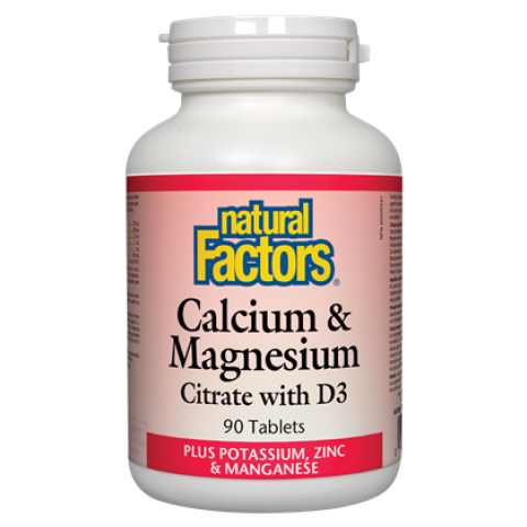 Снимка на Калций, магнезий, витамин D + Калий и цинк, 526мг, 90 таблетки, Natural Factors за 27.69лв. от Аптека Медея