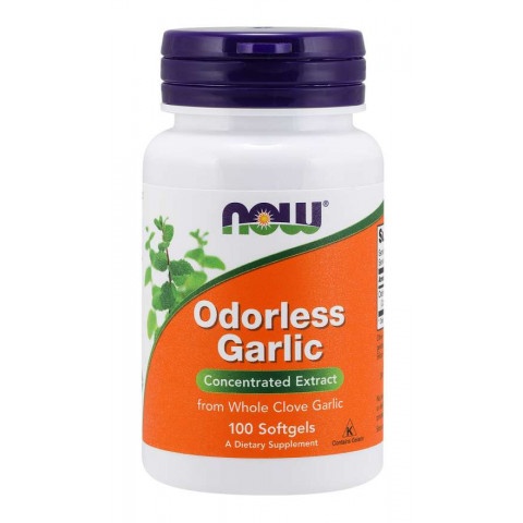 Снимка на Odorless Garlic Хранителна добавка с екстракт от чесън и антиоксидантни свойства, 100 таблетки, Now foods за 27.99лв. от Аптека Медея