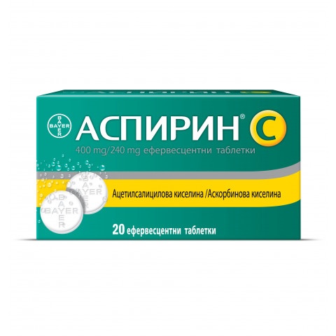Снимка на Aспирин C  при настинка, грип, температура и мускулни болки х 20 ефервесцентни таблетки, Bayer за 13.19лв. от Аптека Медея