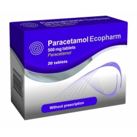 Снимка на Paracetamol (Парацетамол), 500мг, 20 таблетки, Ecopharm за 2.19лв. от Аптека Медея