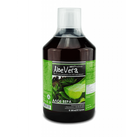 Снимка на Алое Вера, 99.6% чист натурален сок, Витамини С, B5, В6, В7 и В12, 500мл, Abopharma за 20.99лв. от Аптека Медея