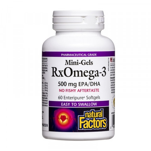 Снимка на RX Omega-3 Мини-гелс 500 мг. софтгел капсули х 60, Natural Factors за 38.09лв. от Аптека Медея