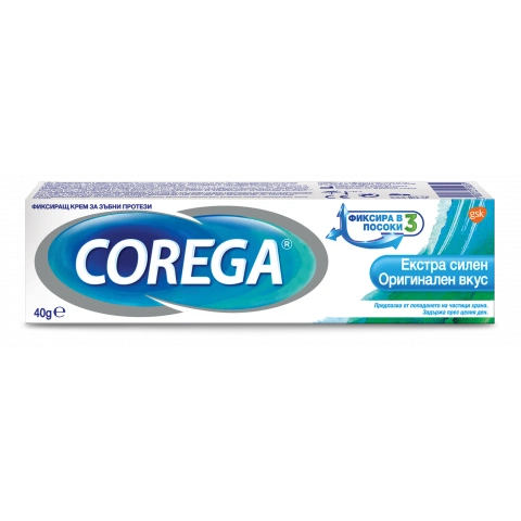 Снимка на Corega Екстра Силен, фиксиращ крем за зъбни протези с мента 40гр. за 10.69лв. от Аптека Медея