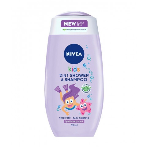 Снимка на Nivea Kids Детски душ гел и шампоан 2в1 за момичета 250мл за 6.99лв. от Аптека Медея