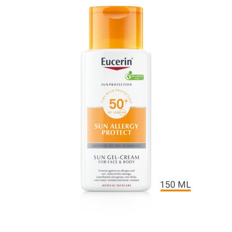 Снимка на Слънцезащитен крем-гел за лице и тяло, за кожа склонна към слънчеви алергии, 150 мл. Eucerin Sun Allergy Protect SPF50+ за 40.57лв. от Аптека Медея