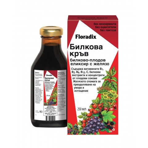 Снимка на Floradix Билкова кръв билково-плодов еликсир с желязо, сироп 250 мл. за 22.19лв. от Аптека Медея