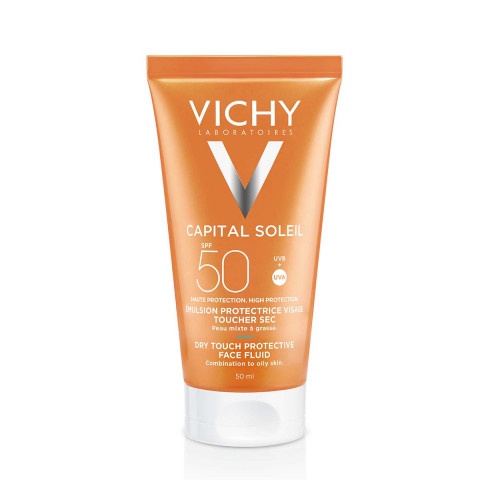 Снимка на Слънцезащитен матиращ крем за лице за комбинирана до мазна кожа, 50 мл. Vichy Soleil Dry Touch SPF50  за 36.29лв. от Аптека Медея