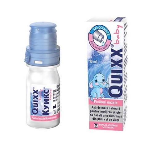 Снимка на Quixx (Куикс) Капки за нос за бебе, с натурална морска вода 10мл за 9.89лв. от Аптека Медея