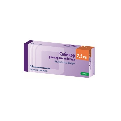 Снимка на Собикор 2,5 мг., филмирани таблетки х 30, KRKA за 2.49лв. от Аптека Медея