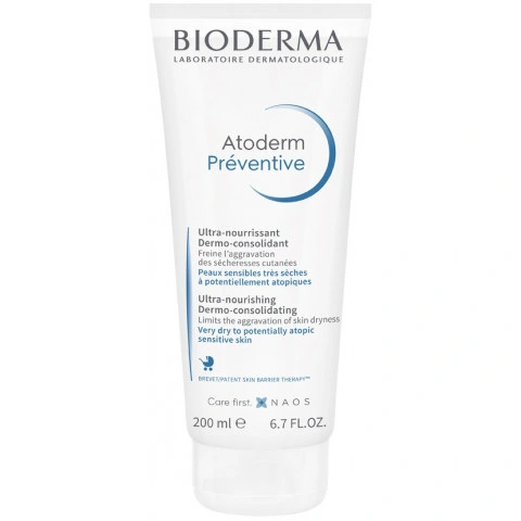 Снимка на Подхранващ крем за суха и чувствителна кожа, за лице и тяло, 200 мл., Bioderma Atoderm Preventive  за 21.14лв. от Аптека Медея