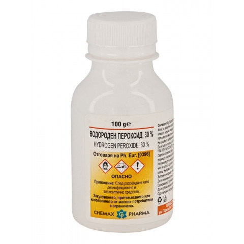 Снимка на Водороден Пероксид 30% - дезинфекционно и антисептично средство, 100 мл., Chemax Pharma за 2.99лв. от Аптека Медея