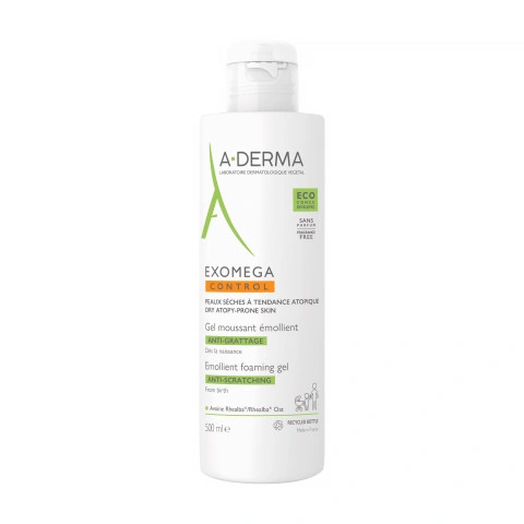 Снимка на Емолиентен пенещ се почистващ гел за лице и тяло, 500 мл, A-Derma Exomega Control за 38.29лв. от Аптека Медея