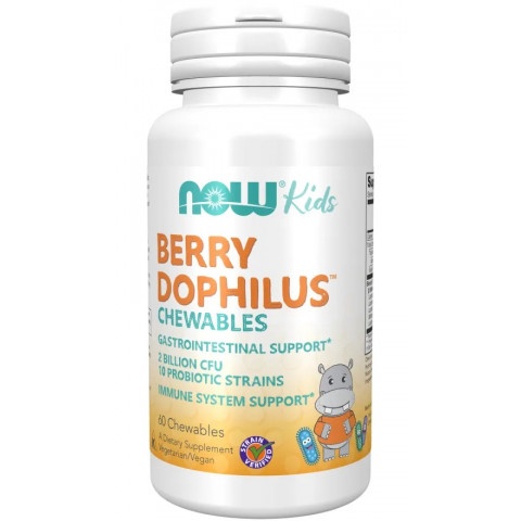 Снимка на Berry Dophilus Дъвчащи пробиотици за деца, таблетки х 60, Now Foods за 35.99лв. от Аптека Медея