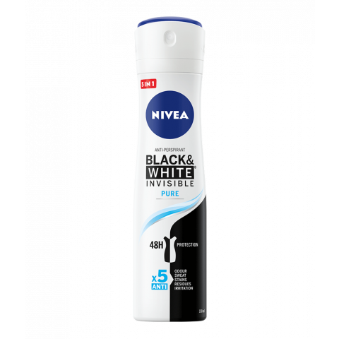 Снимка на Nivea Black & White Invisible Pure Дезодорант спрей 150мл за 5.49лв. от Аптека Медея