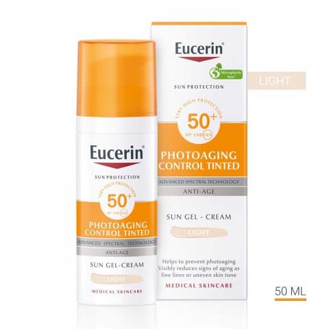 Снимка на Оцветен слънцезащитен гел-крем за лице, 50 мл. Eucerin Sun Photoaging Control SPF50+ Light за 42.29лв. от Аптека Медея