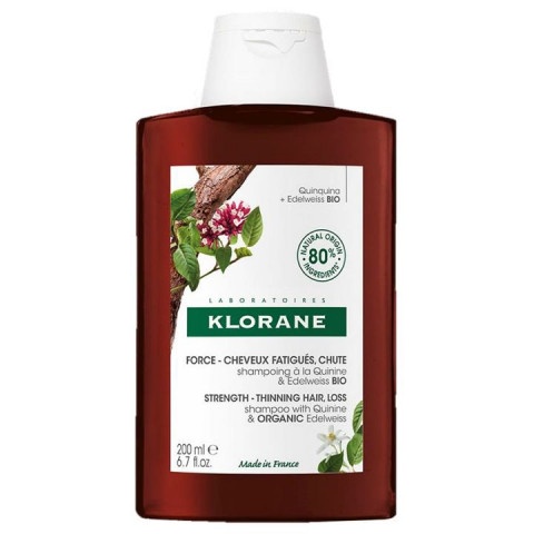 Снимка на Заздравяващ и стимулиращ шампоан против косопад и оредяваща коса с хинин и органичен еделвайс 200 мл., Klorane за 15.81лв. от Аптека Медея