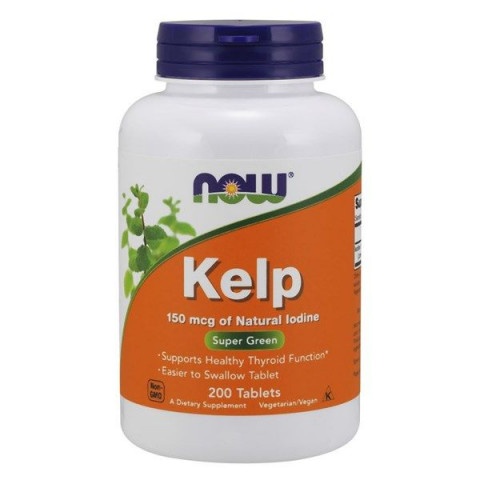 Снимка на Kelp (Келп), с йод, Подпомага нормалното функциониране на щитовидната жлеза, 150мкг, 200 таблетки, Now foods за 28.99лв. от Аптека Медея