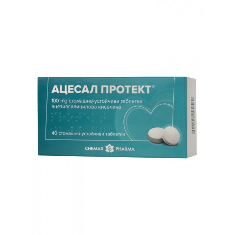 Снимка на Ацесал Протект 100 мг., таблетки х 40, Chemax Pharma за 4.99лв. от Аптека Медея