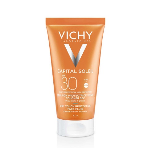 Снимка на Слънцезащитен матиращ флуид за лице, 50 мл. Vichy Soleil Dry Touch SPF30 за 36.29лв. от Аптека Медея