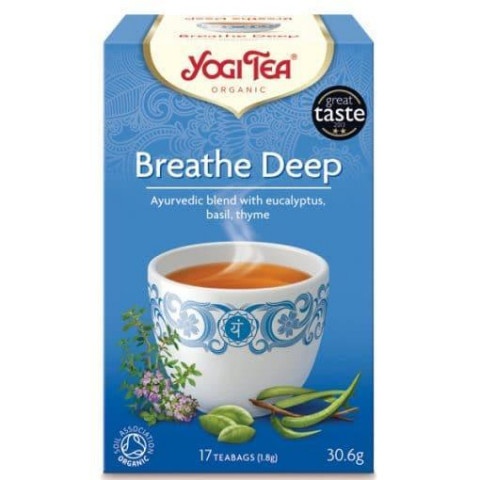 Снимка на Йоги Чай в подкрепа за пълноценно дишане, филтър Х 17 броя, Yogi Tea Breathe Deep  за 7.19лв. от Аптека Медея