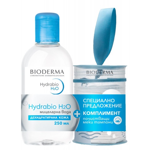Снимка на Хидратираща мицеларна вода 250 мл. +  Почистващи меки тампони, Bioderma Hydrabio H2O за 22.29лв. от Аптека Медея