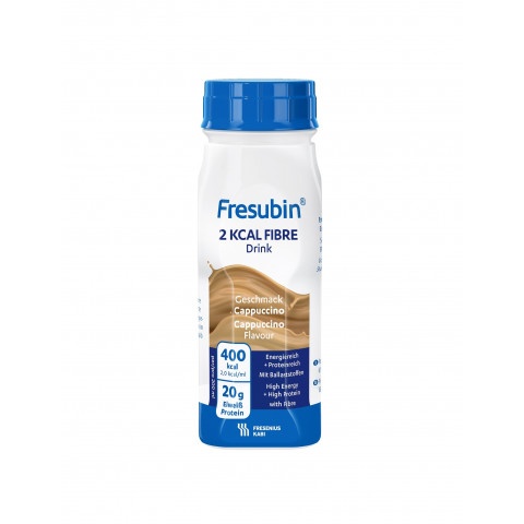 Снимка на Fresubin 2 kcal Fibre Drink - Пълноценна високоенергийна ентерална храна с вкус капучино, 200 мл. Fresenius за 6.79лв. от Аптека Медея