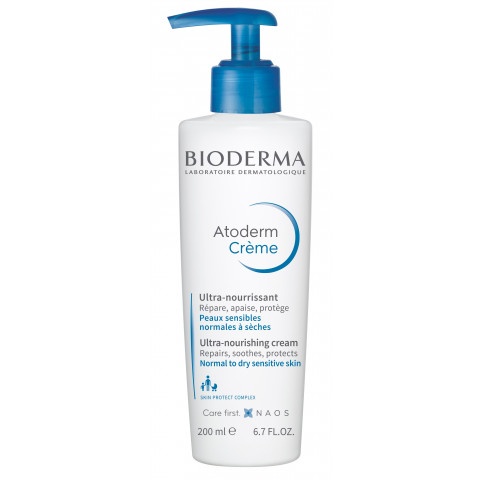 Снимка на Успокояващ и хидратиращ крем за нормална, суха и чувствителна кожа, 200 мл. с помпа, Bioderma Atoderm за 29.19лв. от Аптека Медея