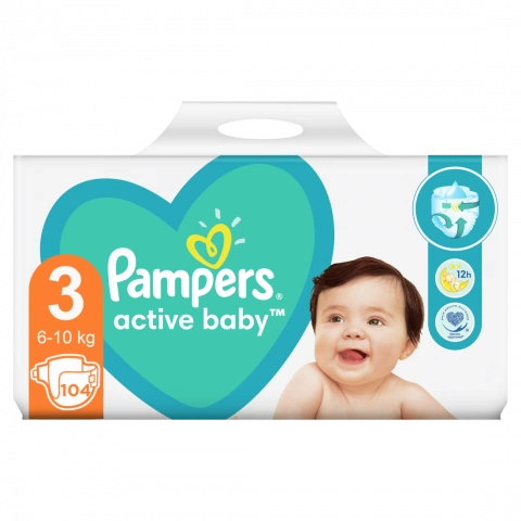 Снимка на Pampers Active Baby GPP S3 Бебешки еднократни пелени 6-10кг х 104 броя за 42.49лв. от Аптека Медея