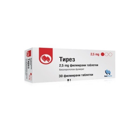 Снимка на Тирез 2,5 мг., филмирани таблетки х 30  за 2.19лв. от Аптека Медея