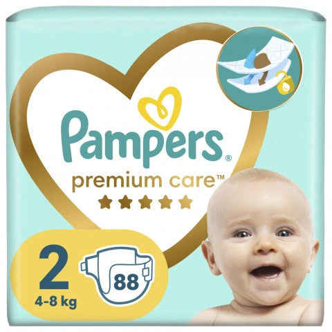 Снимка на Pampers Premium Care JP №2 Бебешките еднократни пелени 4-8кг Х 88 броя за 37.95лв. от Аптека Медея