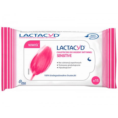 Снимка на Lactacyd Sensitive Мокри кърпи интимни х 15 броя за 6.29лв. от Аптека Медея