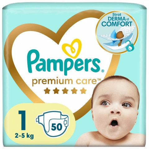 Снимка на Пелени за новородено от 2кг. до 5кг., х 50/52 броя, Pampers Premium Care VP №1 New Born  за 29.19лв. от Аптека Медея