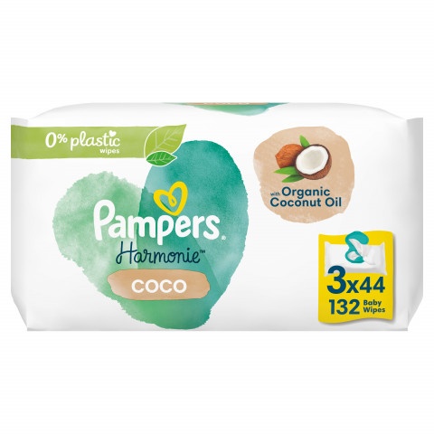 Снимка на Pampers Coconut Pure Бебешки мокри кърпички с 99% вода и кокосово масло, 3 х 42/44 броя за 15.29лв. от Аптека Медея