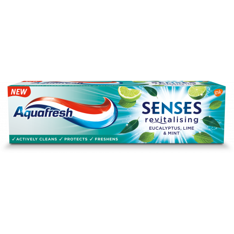 Снимка на Aquafresh Senses Revitalising паста за зъби с евкалипт, лайм и мента 75мл. за 4.49лв. от Аптека Медея