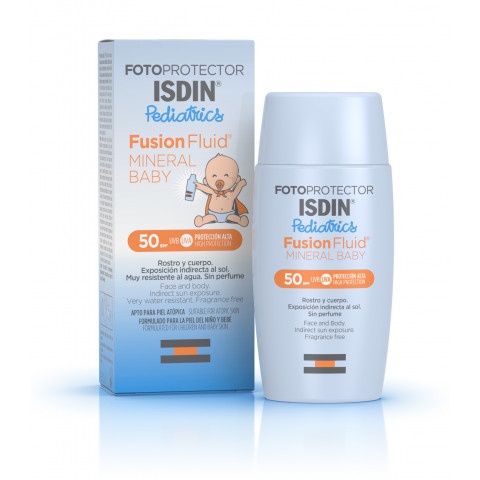 Снимка на Слънцезащитен и минерален крем за детска и бебешка кожа, 50мл, ISDIN Fotoprotector Pediatrics Fusion Fluid Mineral Baby SPF50 за 27.59лв. от Аптека Медея