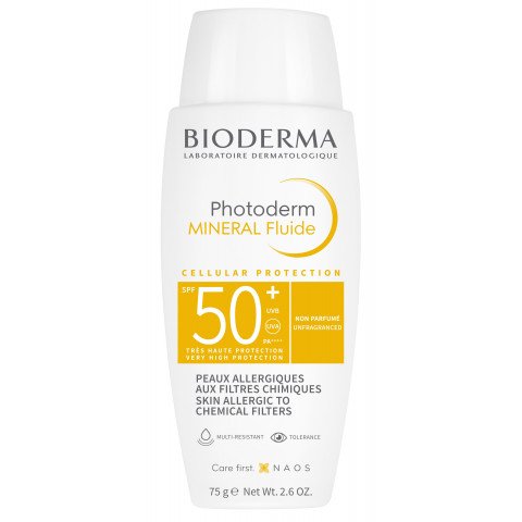 Снимка на Слънцезащитен флуид за алергична кожа, 75 мл., Bioderma Photoderm Mineral Fluide SPF50+ за 40.09лв. от Аптека Медея