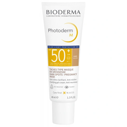 Снимка на Слънцезащитен тониран гел-крем за лице при пигментни петна, златист цвят, 40 мл., Bioderma Photoderm M SPF50+ за 35.32лв. от Аптека Медея