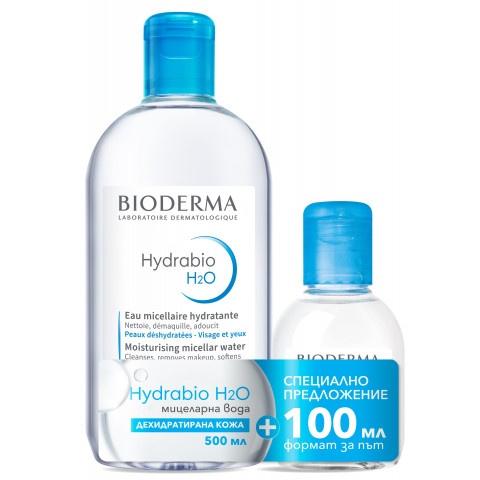 Снимка на Хидратираща мицеларна вода за лице, 500мл. + Хидратираща мицеларна вода за лице, 100 мл.- формат за път, Bioderma Hydrabio Н2О за 34.79лв. от Аптека Медея