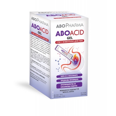 Снимка на Абоацид гел при стомашни киселини и рефлукс, x 20 стика, Abopharma за 28.09лв. от Аптека Медея
