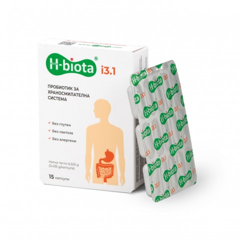 Снимка на H-Biota i3.1 - Пробиотик за храносмилателна система, капсули х 15, Aflofarm за 19.99лв. от Аптека Медея