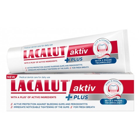Снимка на Паста за зъби с активна грижа срещу кървене на венците, 75 мл. Lacalut Aktiv Plus за 8.99лв. от Аптека Медея