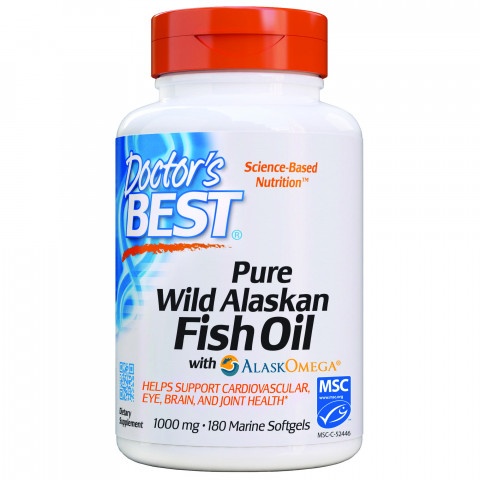 Снимка на Omega 3 Wild Alaskan Fish Oil (Омега 3) 1000 мг., меки капсули х 180, Doctor`s Best за 87.99лв. от Аптека Медея