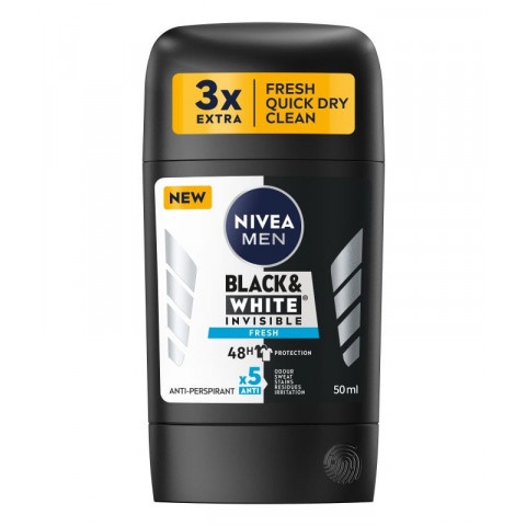 Снимка на Mъжки дезодорант стик, 50 мл., Nivea Deo Men Invisible on Black & White Fresh за 7.39лв. от Аптека Медея